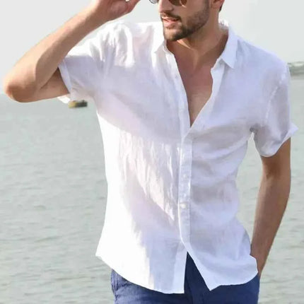Mens Short Sleeve Button Up Shirt Top Casual White Summer Shirt Oversize Boys Tops Cotton Streetwear Xxxl Xxxxl Shirts for Men