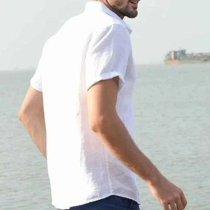Mens Short Sleeve Button Up Shirt Top Casual White Summer Shirt Oversize Boys Tops Cotton Streetwear Xxxl Xxxxl Shirts for Men