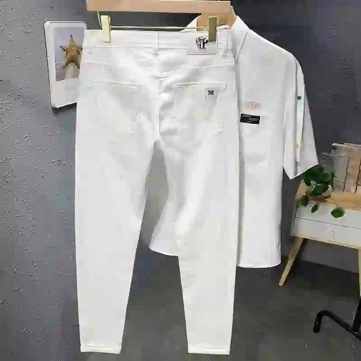Brand Clothing 98% Cotton Slim Men's Jeans Straight Fashion Stretch Luxury Denim Trousers Business Casual Social Male Pants