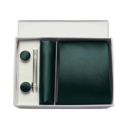 Men's Silk Tie Solid Red Blue Tie Cufflinks Gift box Formal Ties For M