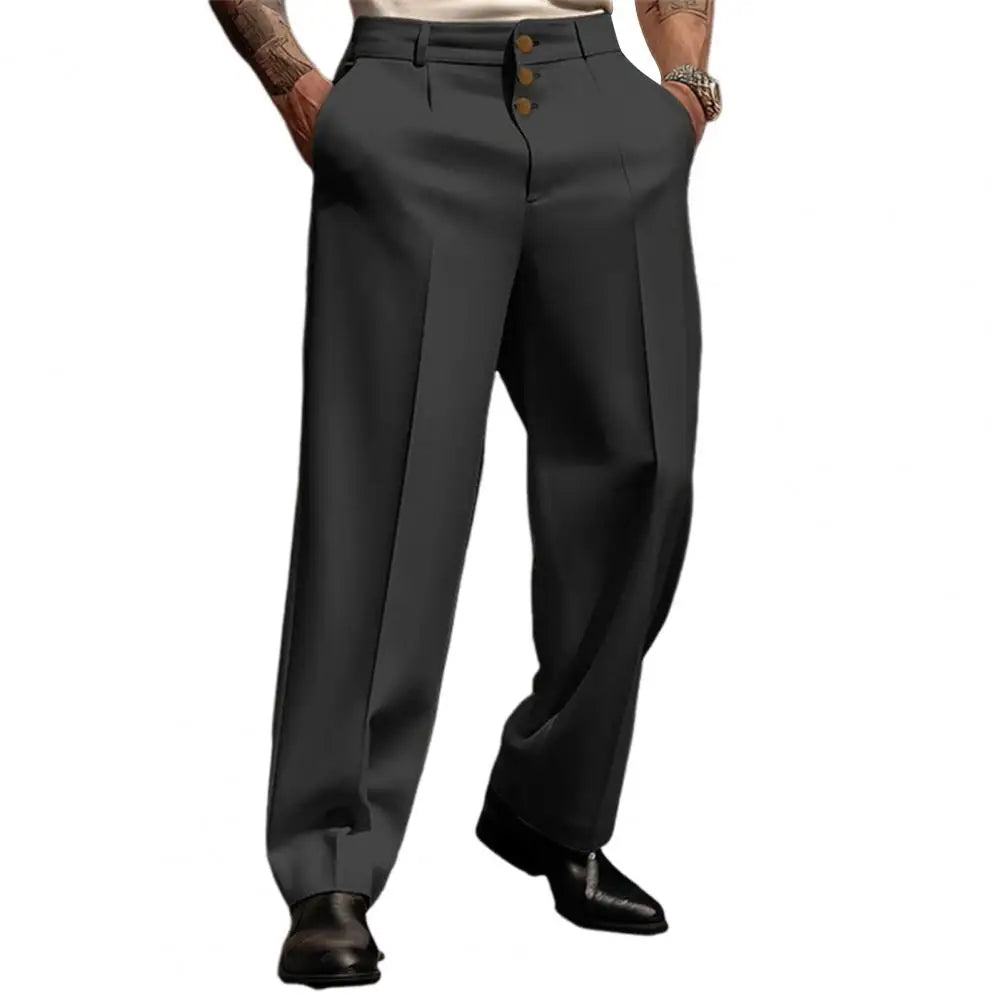Men Suit Pants Elegant Men's Business Suit Pants with Straight Loose F