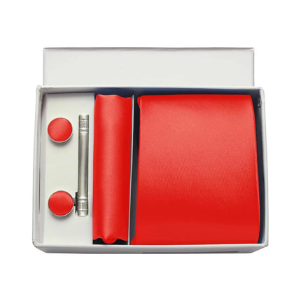 Men's Silk Tie Solid Red Blue Tie Cufflinks Gift box Formal Ties For M