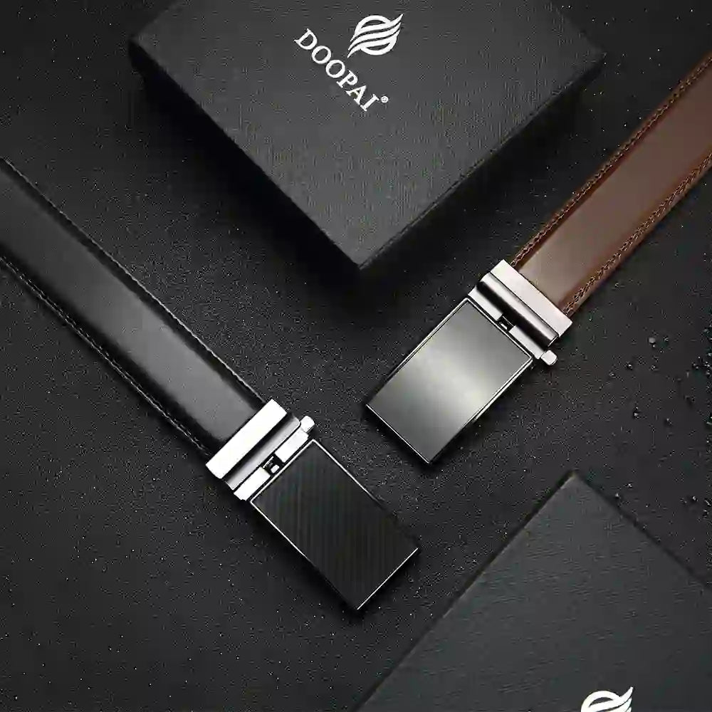 Men's Leather Belt Automatic Genuine Leather Belts Belt Male Leisure F