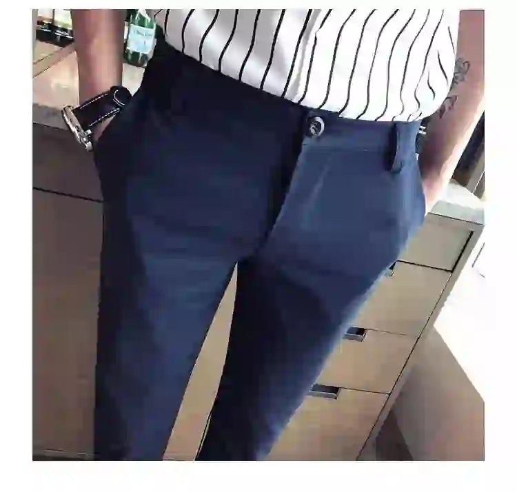 Nya Casual Vita Herrbyxor Niopunktsbyxor Smal Fötter Andningsbara