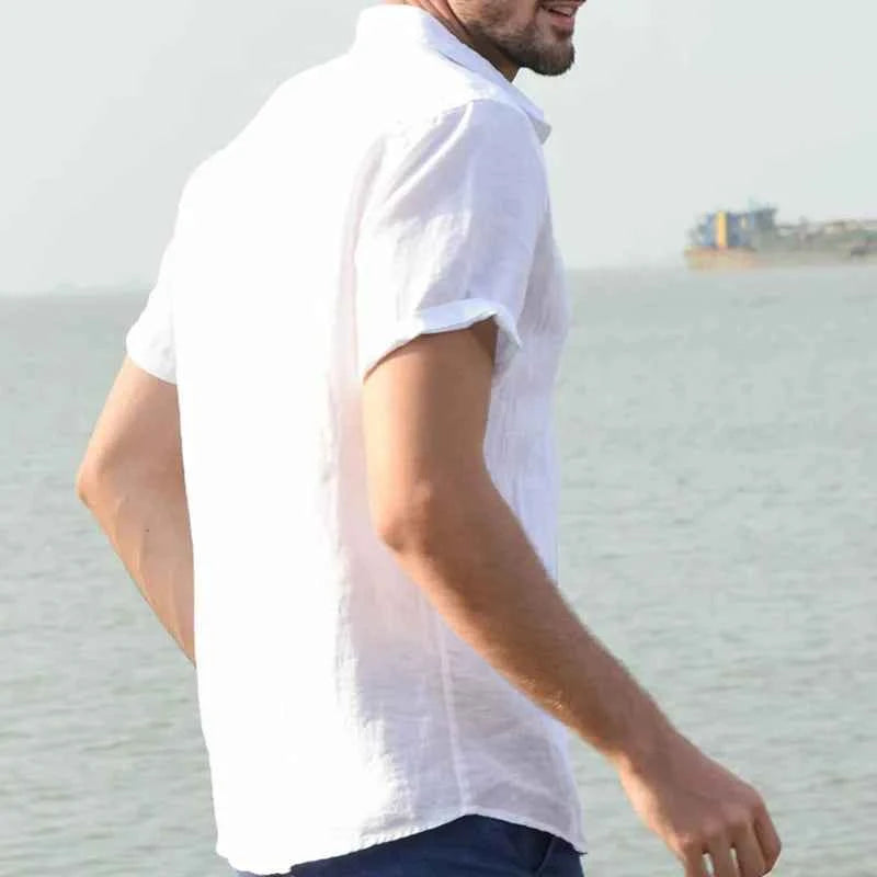 Mens Short Sleeve Button Up Shirt Top Casual White Summer Shirt Oversize Boys Tops Cotton Streetwear Xxxl Xxxxl Shirts for Men