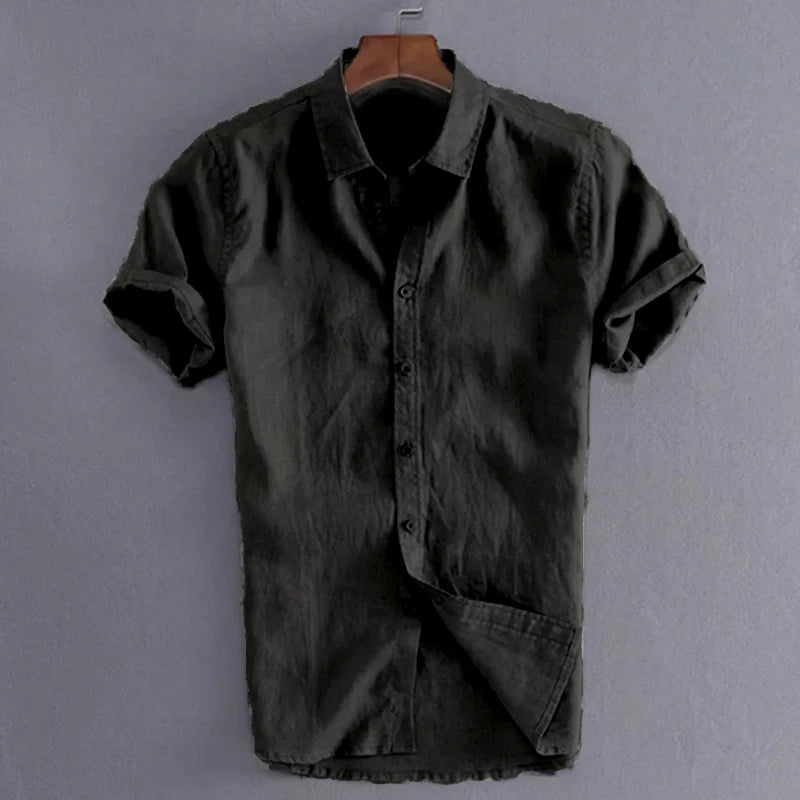 Men's Casual Short Sleeve Shirts Leisure Street Wear Lapel Button-down