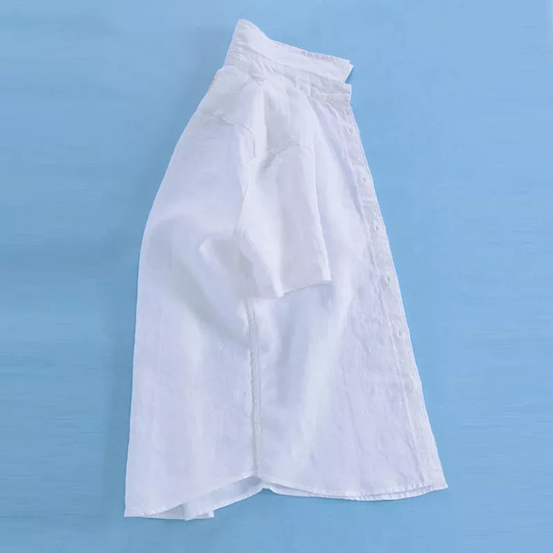 Men's Short Sleeve Button Up Shirt Top Casual White Summer Shirt Overs