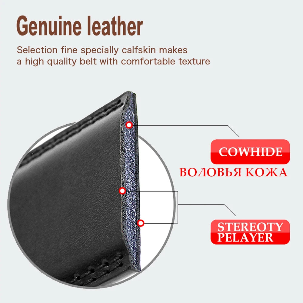 Mens Leather Belt  Automatic Genuine Leather Belts Belt Male Leisure Fashion Ratchet Belts for Men Pants Waistband Ремень