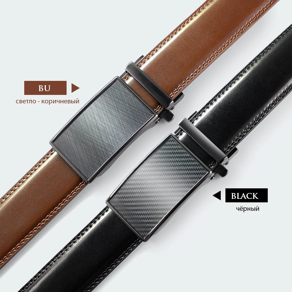 Mens Leather Belt  Automatic Genuine Leather Belts Belt Male Leisure Fashion Ratchet Belts for Men Pants Waistband Ремень