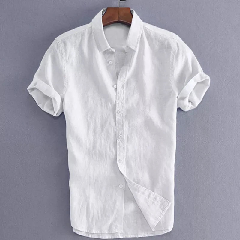Men's Casual Short Sleeve Shirts Leisure Street Wear Lapel Button-down