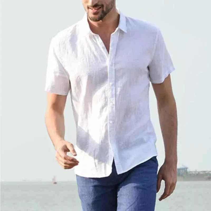 Mens Short Sleeve Button Up Shirt Top Casual White Summer Shirt Oversize Boys Tops Cotton Streetwear Xxxl Xxxxl Shirts for Men