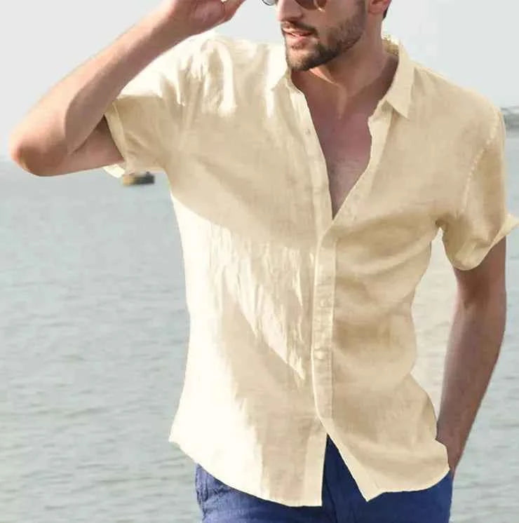 Mens Short Sleeve Button Up Shirt Top Casual White Summer Shirt Oversize Boys Tops Cotton Streetwear Xxxl Xxxxl Shirts for Men
