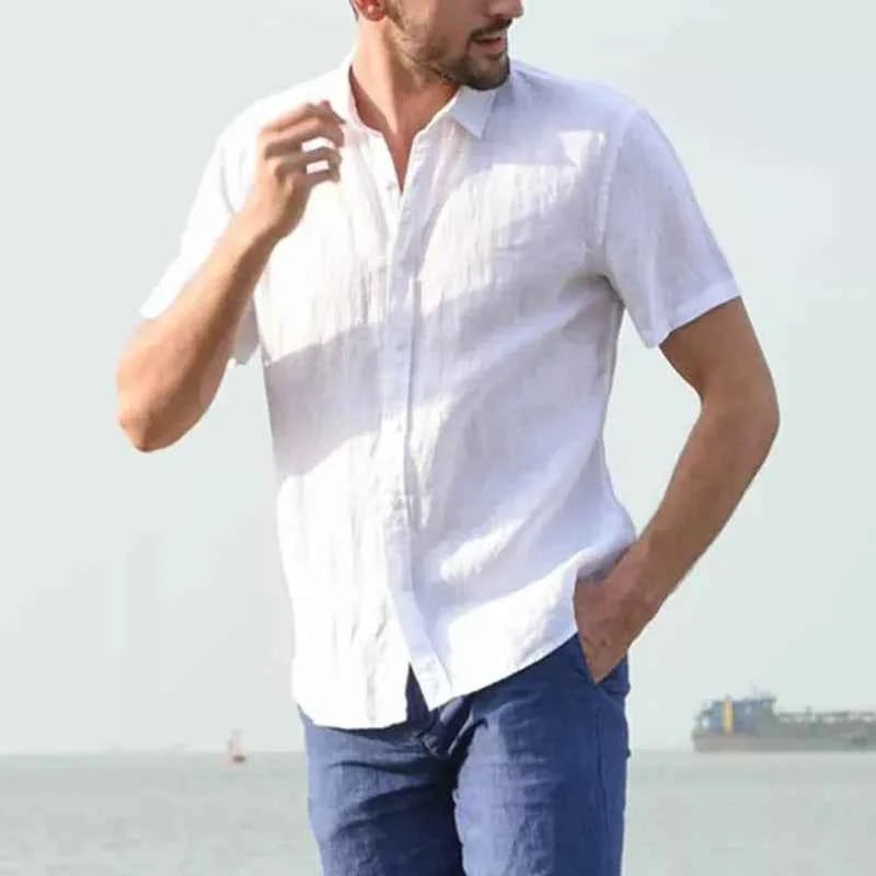 Mens Short Sleeve Button Up Shirt Top Casual White Summer Shirt Oversize Boys Tops Cotton Streetwear Xxxl Xxxxl Shirts for Men