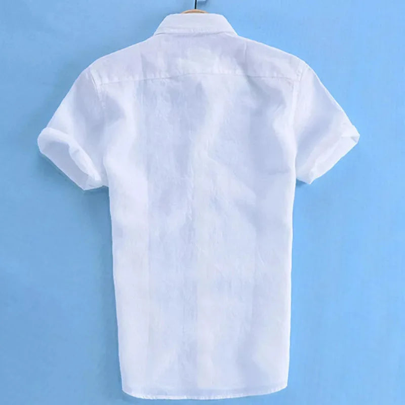 Men's Short Sleeve Button Up Shirt Top Casual White Summer Shirt Overs
