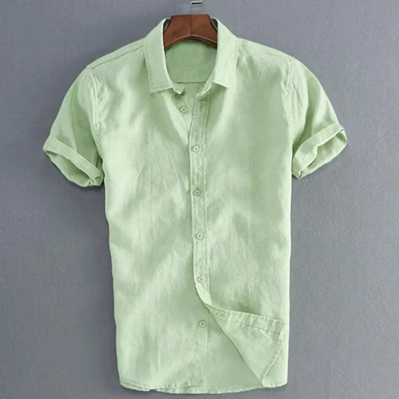 Men's Casual Short Sleeve Shirts Leisure Street Wear Lapel Button-down
