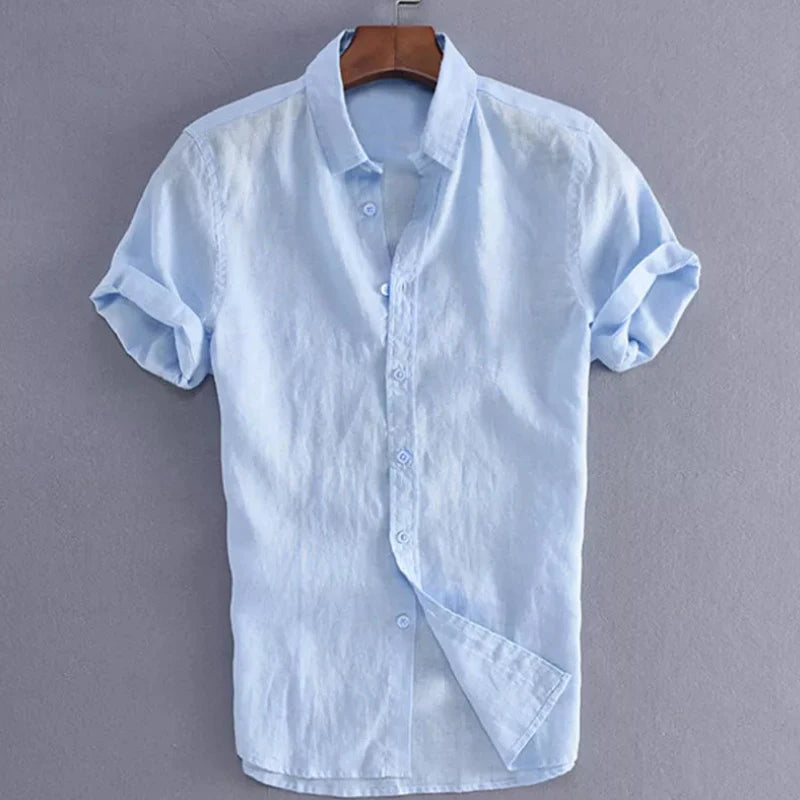 Men's Casual Short Sleeve Shirts Leisure Street Wear Lapel Button-down