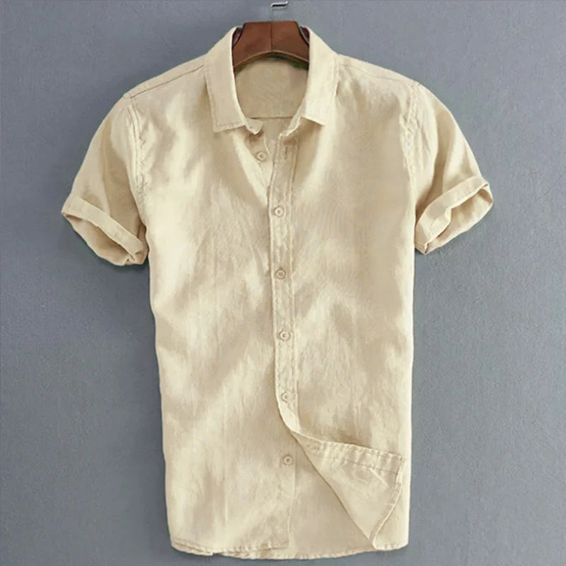 Men's Casual Short Sleeve Shirts Leisure Street Wear Lapel Button-down