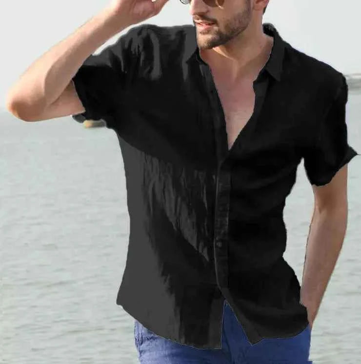 Mens Short Sleeve Button Up Shirt Top Casual White Summer Shirt Oversize Boys Tops Cotton Streetwear Xxxl Xxxxl Shirts for Men