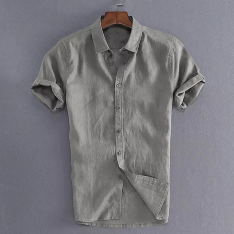 Men's Casual Short Sleeve Shirts Leisure Street Wear Lapel Button-down