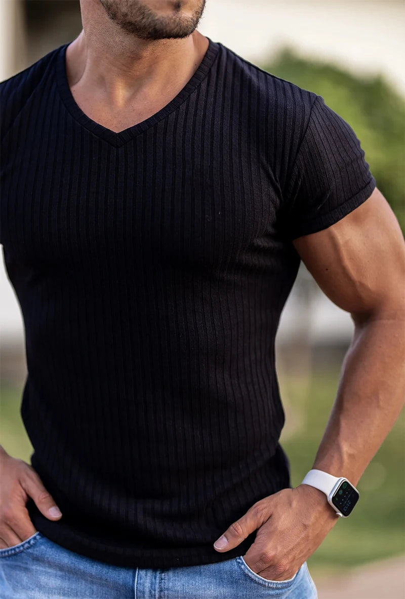 Gym Polo Shirt Men Fashion Turn Neck Short Sleeve Knitted Polos Sports