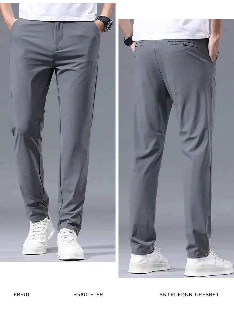 Men's Thin Slim Straight Casual Pants Business Leisure Classic Spring Summer Trousers Brand Clothing Elasticity Male Pants