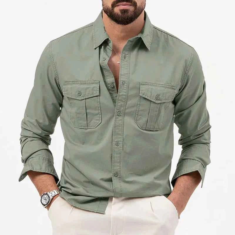 Men Shirt Mens Business Casual Shirts 2020 New Arrival Men Famous Brand Clothing Army Green Long Sleeve Camisa Masculina