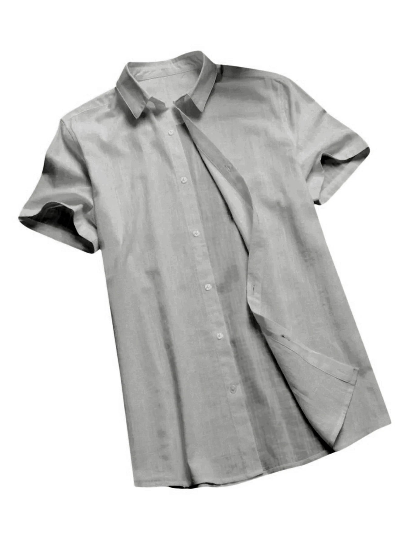 Men's Casual Short Sleeve Shirts Leisure Street Wear Lapel Button-down