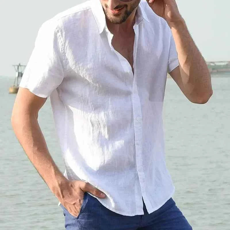 Mens Short Sleeve Button Up Shirt Top Casual White Summer Shirt Oversize Boys Tops Cotton Streetwear Xxxl Xxxxl Shirts for Men