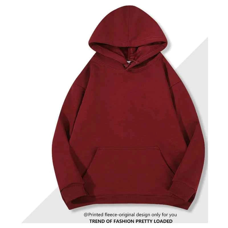 Oversized Basic Hoodie Men 450g Fleece thicken Loose Solid Unisex Autumn Winter Warm Women Sweatshirts Hooded Pullovers Male Top