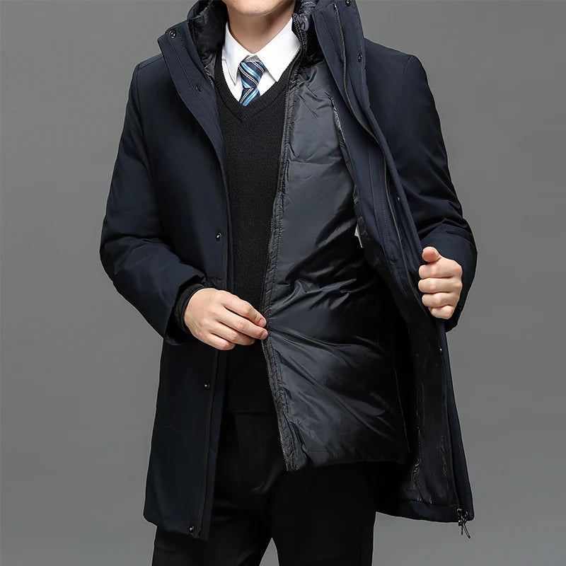 Men's Hooded Jackets Casual Outwear Long Parkas Men New Autumn Winter