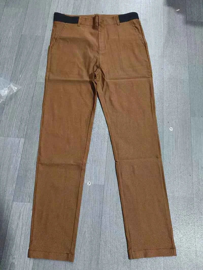 New Men's Casual Work Pants Business Cotton Trousers Spring Autumn Solid Color Pants Elegant Slim Fit Versatile Long Pants Male