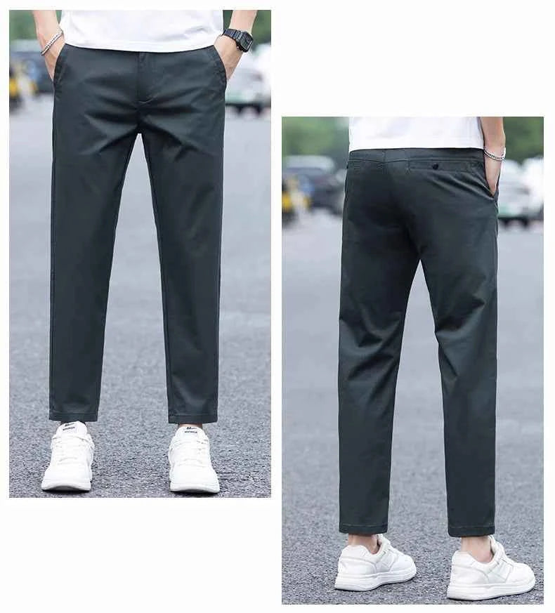 Mens Clothes Spring Summer Thin Casual Pants Men Slim Fashion Stretch Business Korean Trousers Social Leisure Ankle Length Pants