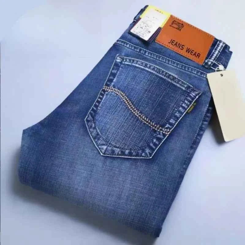 2025 Men’s High-Quality Denim Pants Spring Casual Business Straight Fit Loose Elasticated Mens Pants for Daily Wear Office Wor