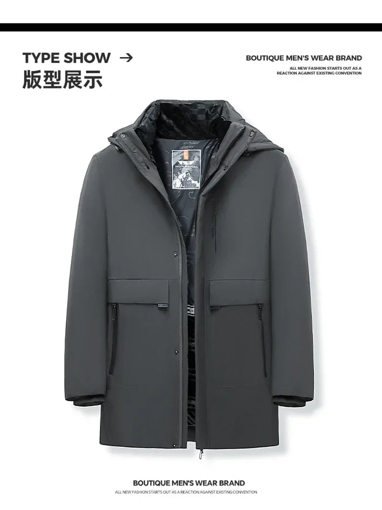 Men's Hooded Jackets Casual Outwear Long Parkas Men New Autumn Winter