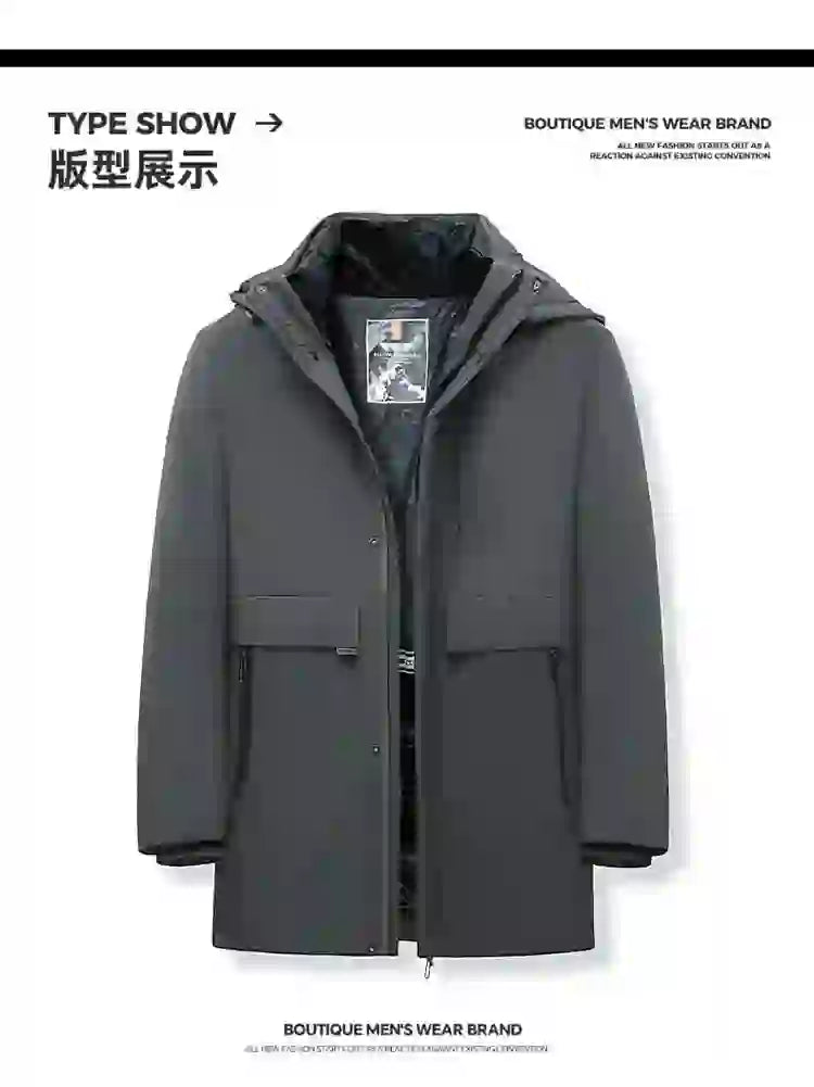 Men's Hooded Jackets Casual Outwear Long Parkas Men New Autumn Winter
