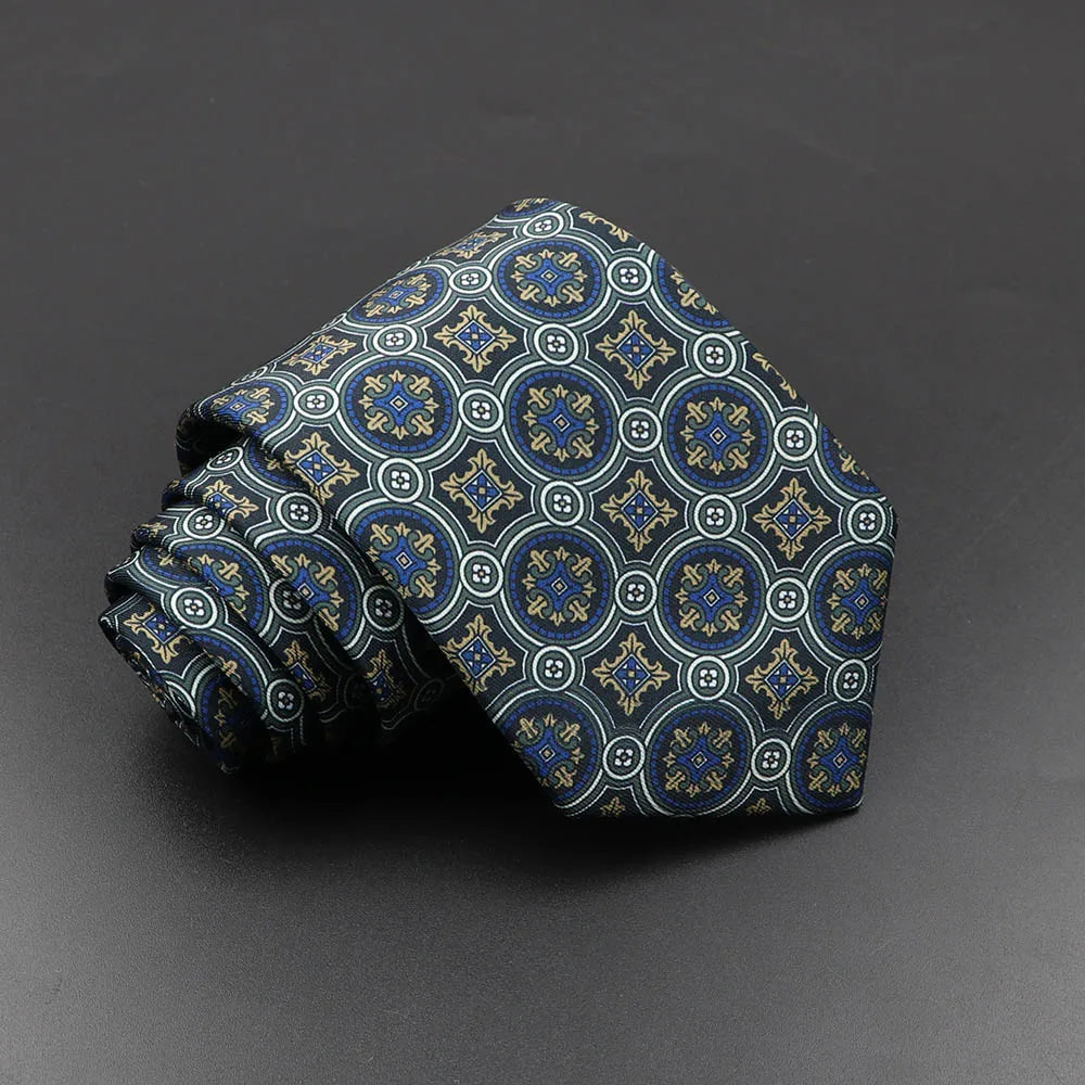 Men's Fashion Silk Tie 7. Soft Novelty Tie Blue Green Orange Color Tie