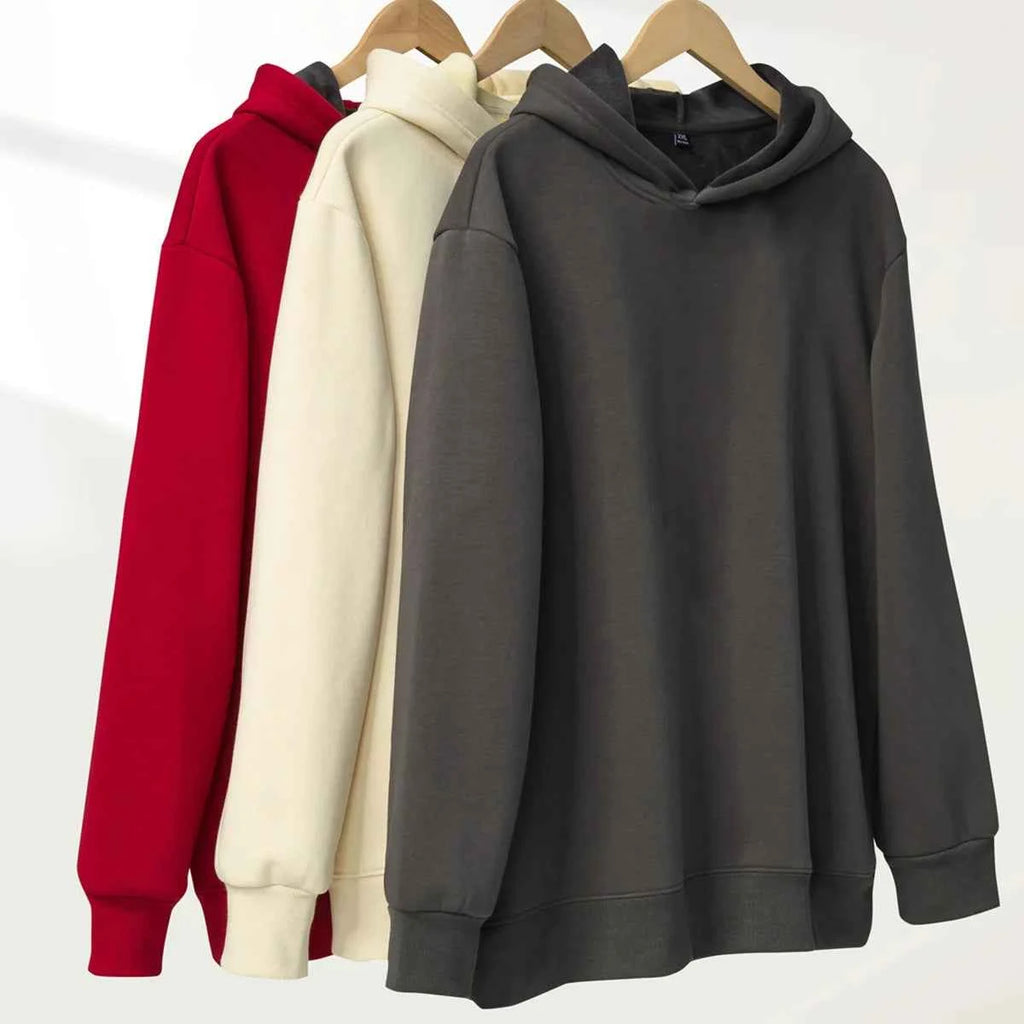 Oversized Basic Hoodie Men 450g Fleece thicken Loose Solid Unisex Autumn Winter Warm Women Sweatshirts Hooded Pullovers Male Top