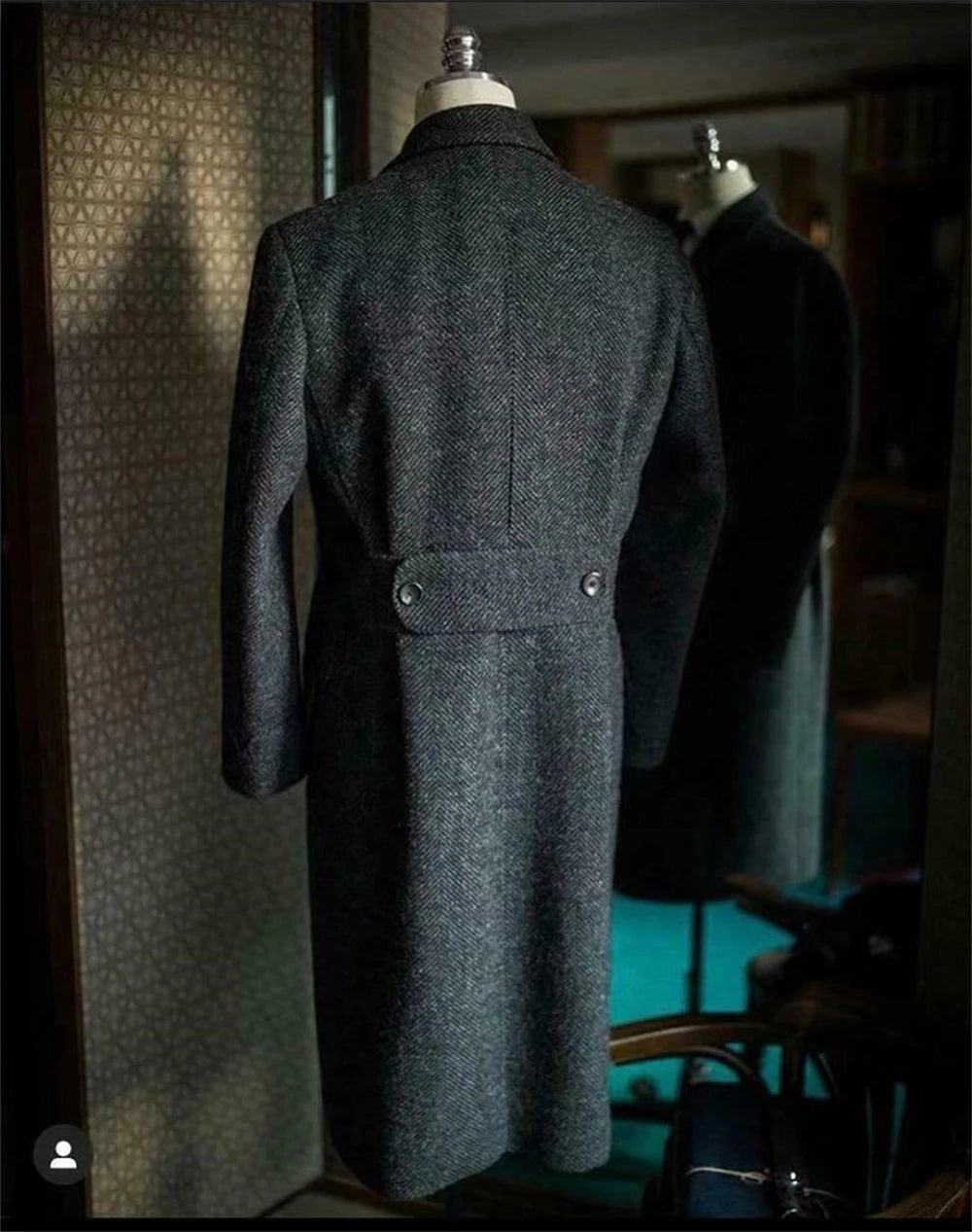 Men's Suits Herringbone Overcoat Thick Woolen Winter Long Formal Casua