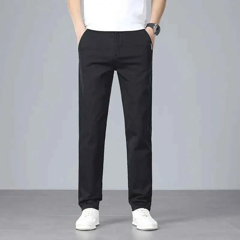 Men's casual pants 2025 New Spring and autumn casual straight business outdoor workwear thick cotton-like long pants