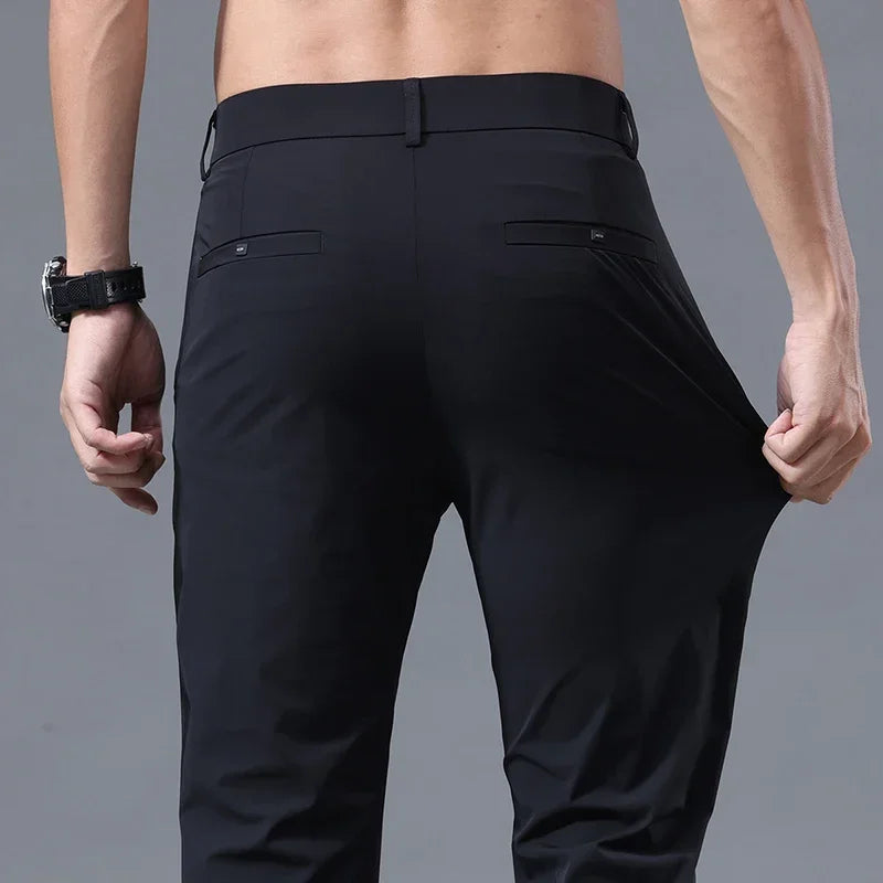 Men's Thin Slim Straight Casual Pants Business Leisure Classic Spring