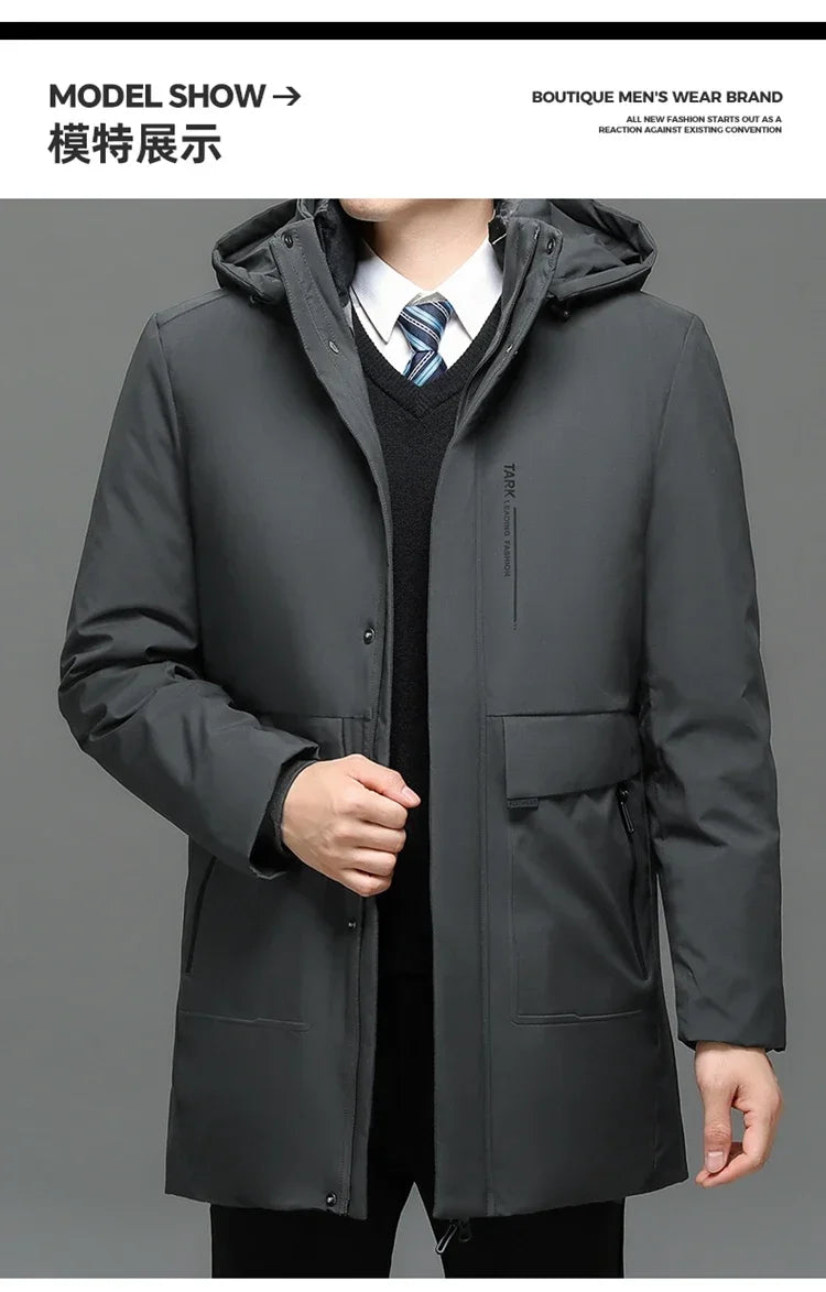 Men's Hooded Jackets Casual Outwear Long Parkas Men New Autumn Winter