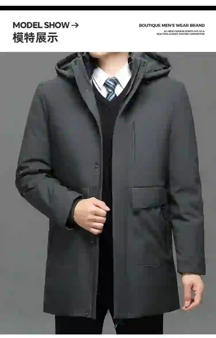 Men's Hooded Jackets Casual Outwear Long Parkas Men New Autumn Winter