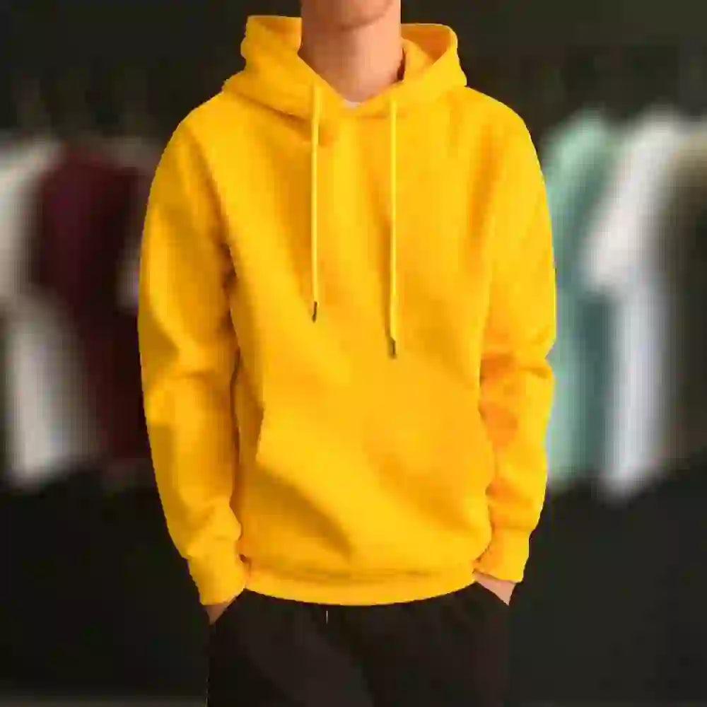 Men's Autumn Fashion Solid Color Harajuku Street Sweatshirt Hoodie Lon
