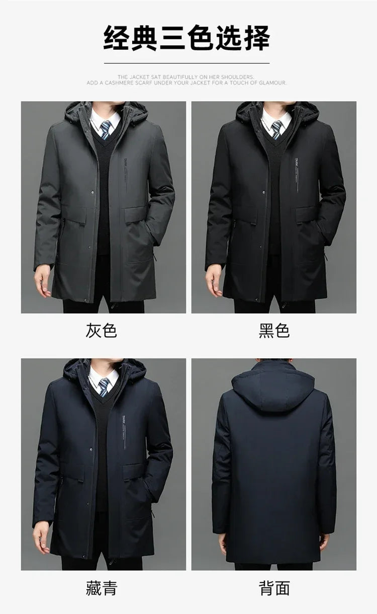 Men's Hooded Jackets Casual Outwear Long Parkas Men New Autumn Winter