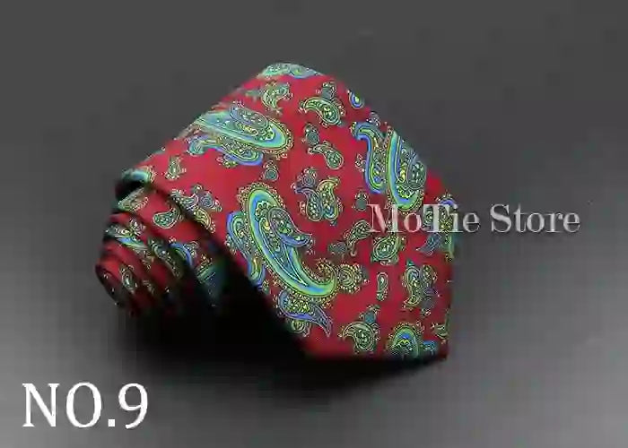 Men's Fashion Silk Tie 7. Soft Novelty Tie Blue Green Orange Color Tie