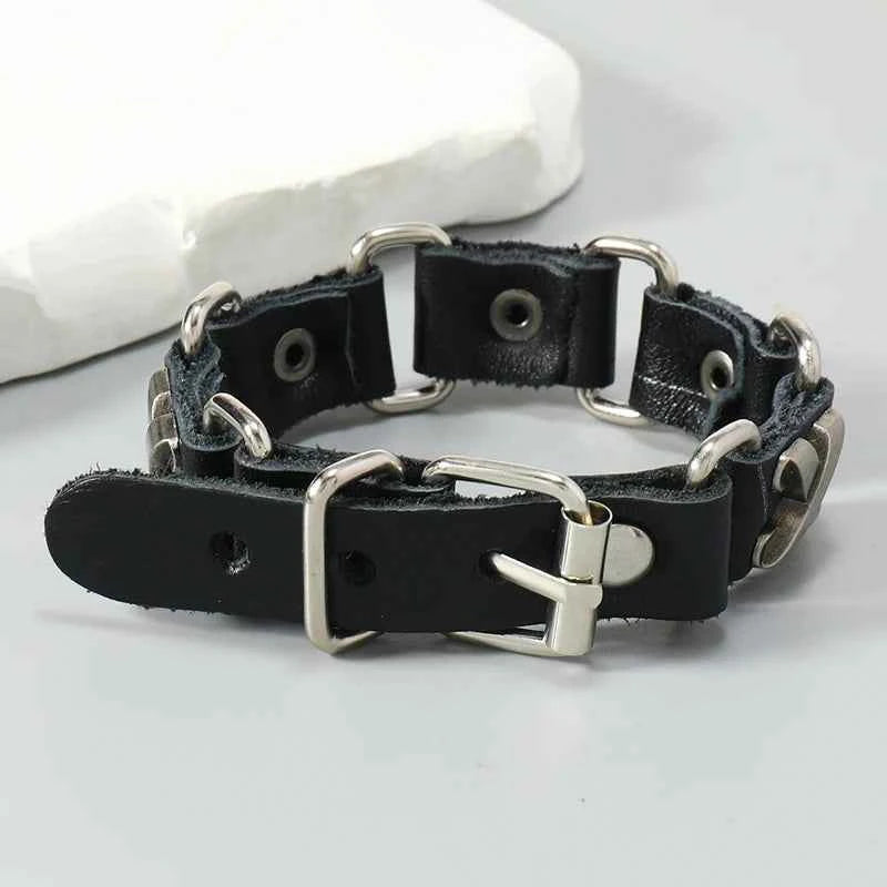Punk rock X accessories genuine leather bracelet for men women