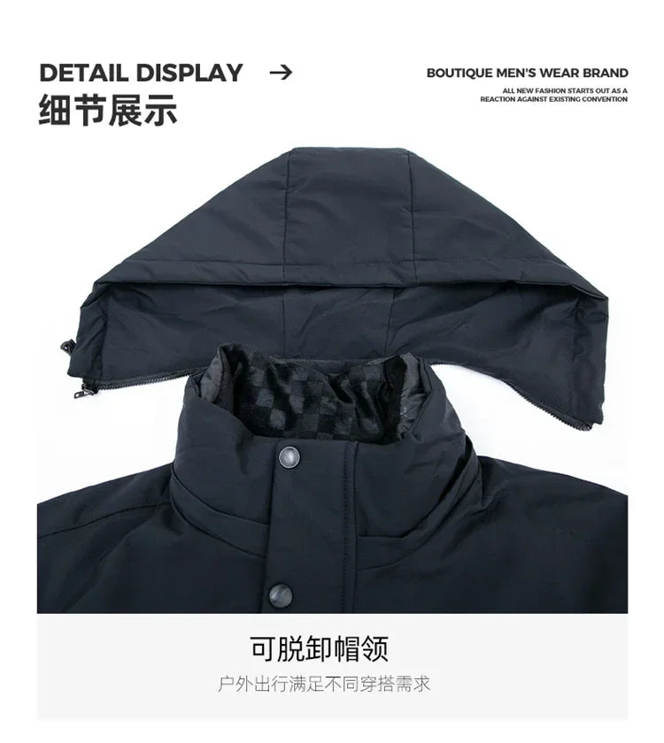 Men's Hooded Jackets Casual Outwear Long Parkas Men New Autumn Winter