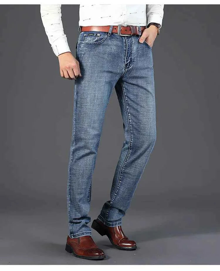 2025 Men’s High-Quality Denim Pants Spring Casual Business Straight Fit Loose Elasticated Mens Pants for Daily Wear Office Wor
