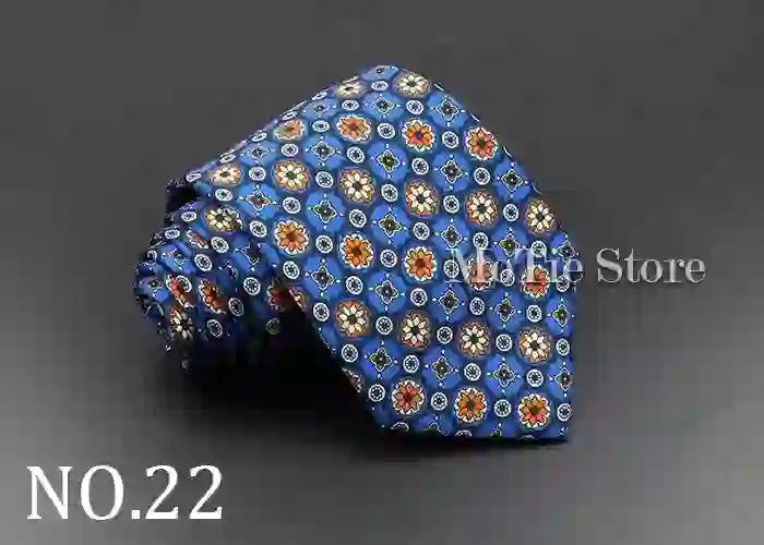 Men's Fashion Silk Tie 7. Soft Novelty Tie Blue Green Orange Color Tie