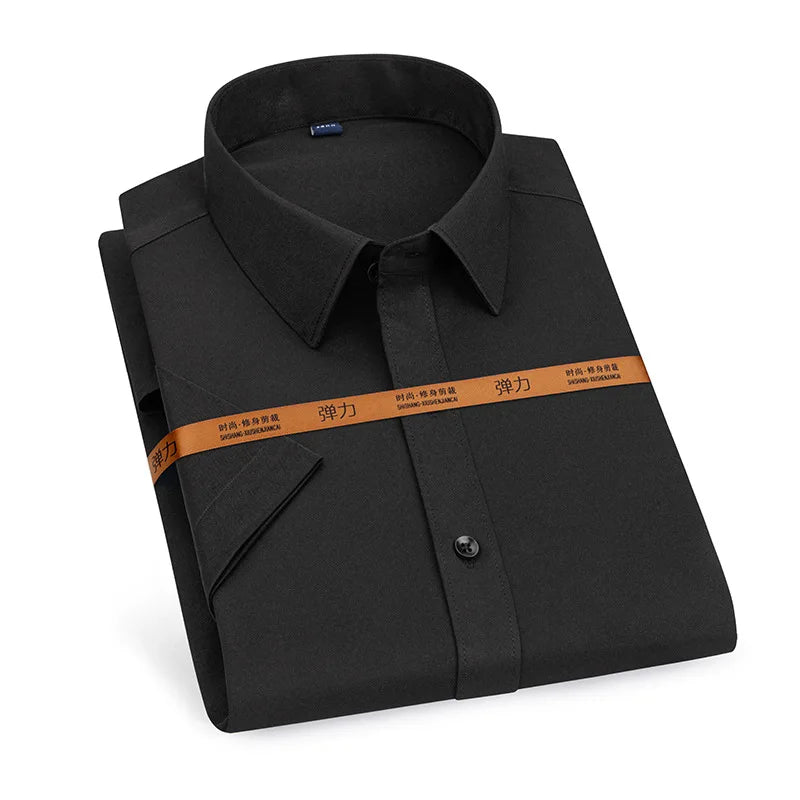 Men's short-sleeved shirt Business casual tooling solid color high-qua